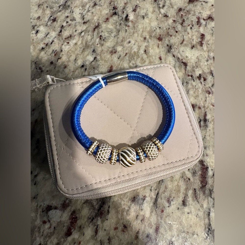 Brighton Blue Cord Bracelet with Gold and Silver Accents